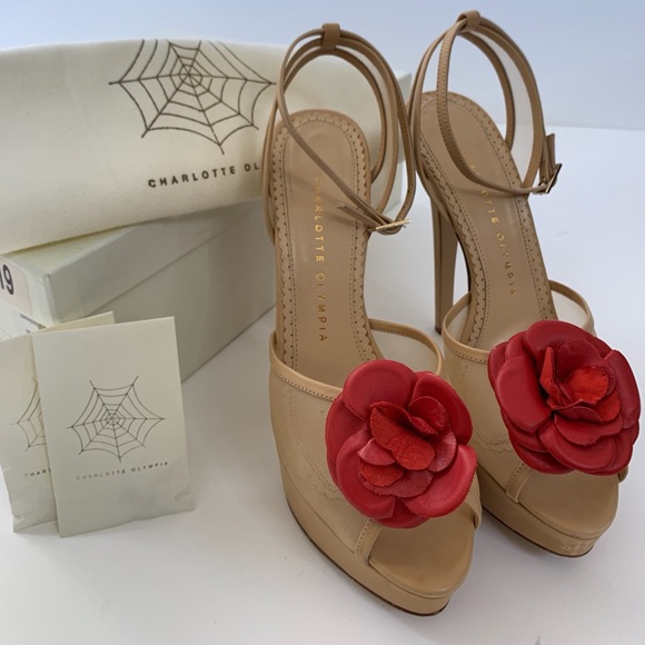 Charlotte Olympia Florentina Nude Mesh High Heels - Picture 7 of 11